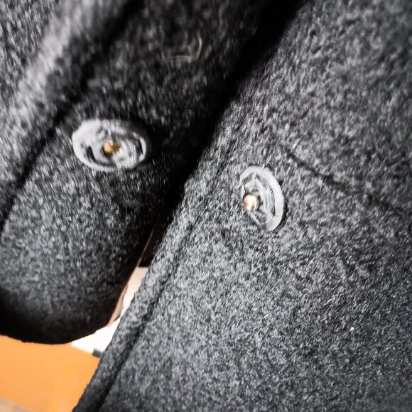 Wool Winter Overcoat Womens S Black Notch Lapel Lined Classic Minimalist Coat - Picture 6 of 10
